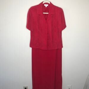 Vintage Liz Claiborne Red Dress Set 10